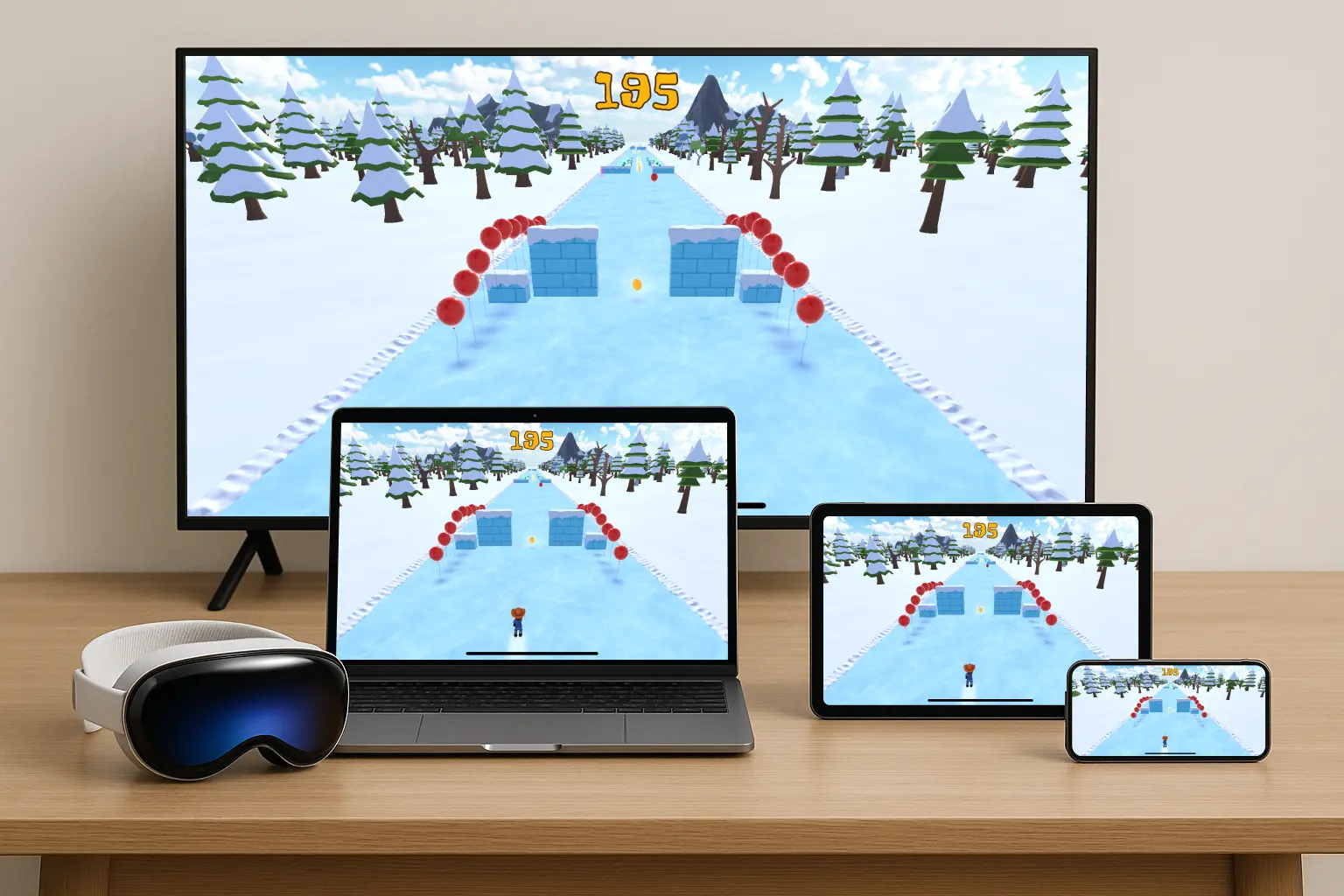 Dangleverse on an iPad, Apple TV streaming box, Mac, Vision Pro and iPhone